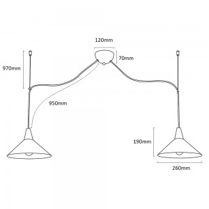 Lampada a sospensione doppia in metallo e legno "Selroom" - 2xE27