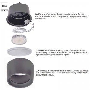 Downlight a soffitto CCT "Livia 160" FUMAGALLI - 10W - GX53 - IP55