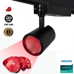 Faretto LED a binario monofase speciale per macellerie - Driver integrato Philips CertaDrive - LED COB - 40W