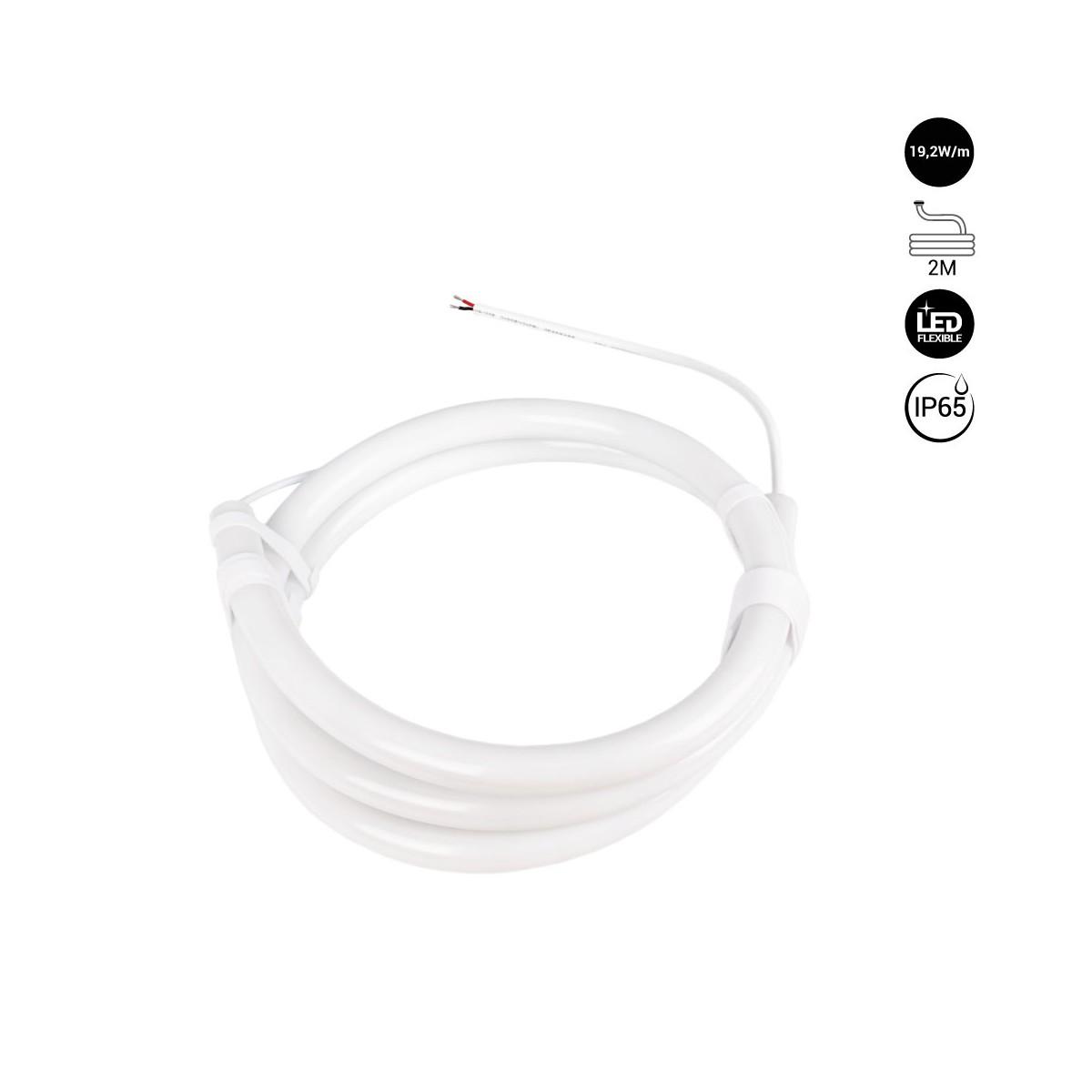 Neon LED flex 360° circolare - Ø22mm - 2 metri - 24V DC - 240Ch/m - 19,2W/m - IP65