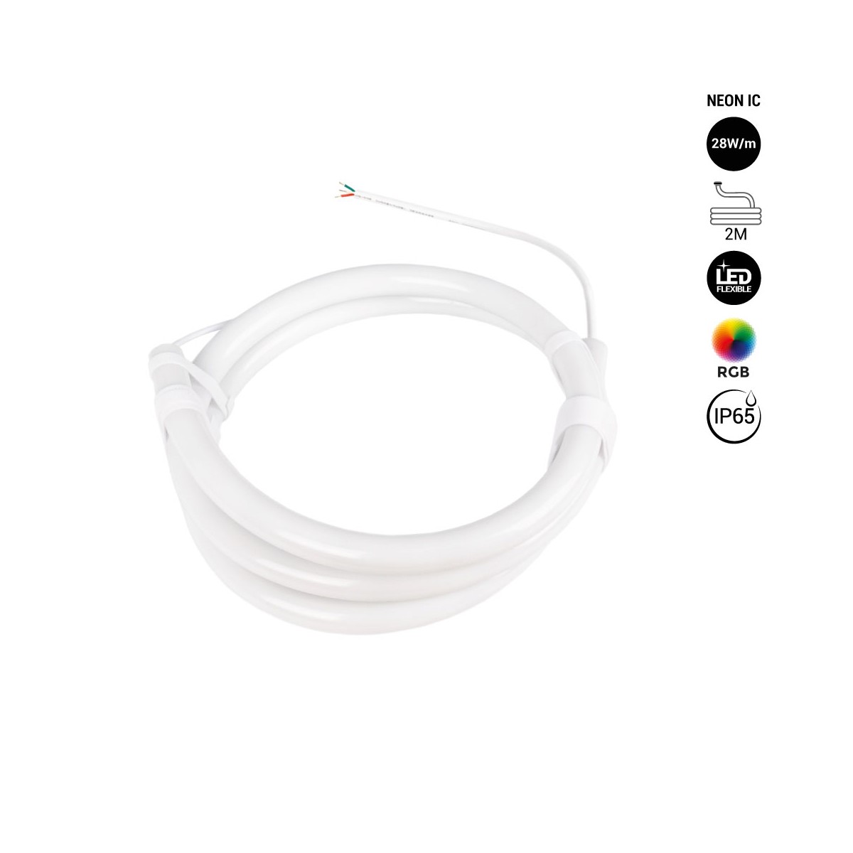 Neon LED flex RGB intelligente IC - 360º - Ø22mm - 2 metri - 12V DC - 28W/m - IP65