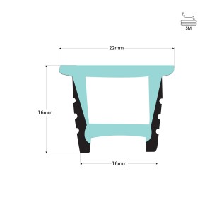 Guaina flessibile da incasso in silicone per convertire la striscia LED in neon - 16x16mm - 5 metri - Flessione verticale