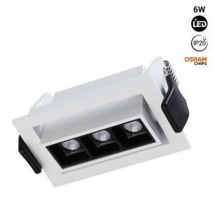 Faretto lineare LED da incasso 6W - Orientabile - UGR18 - CRI90 - Chip OSRAM - 2800K