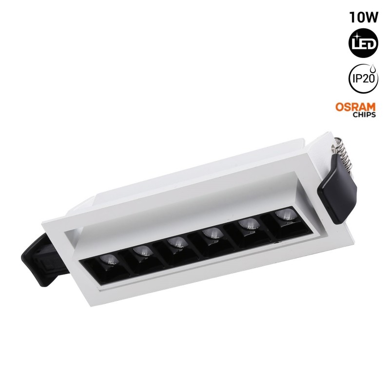 Faretto lineare LED da incasso 10W - Orientabile - UGR18 - CRI90 - Chip OSRAM - 2800K