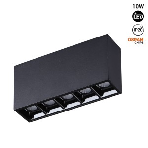 Faretto lineare LED nero da superficie - 10W - UGR18 - CRI90 - Chip OSRAM