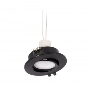 10 KIT - Anello per downlight basculante nero Ø90mm + lampadina GU10 5W + portalampada GU10