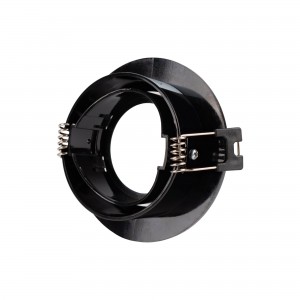 10 KIT - Anello per downlight basculante nero Ø90mm + lampadina GU10 5W + portalampada GU10