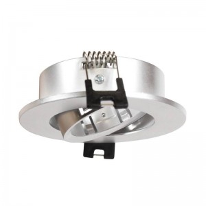 10 KIT - Anello per downlight basculante argentato Ø90mm + lampadina GU10 5W + portalampada GU10