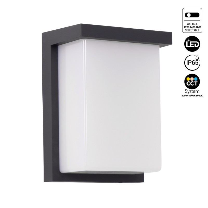 Lampada da parete in alluminio per esterni "Block" - Potenza regolabile: 12W-14W-16W - CCT