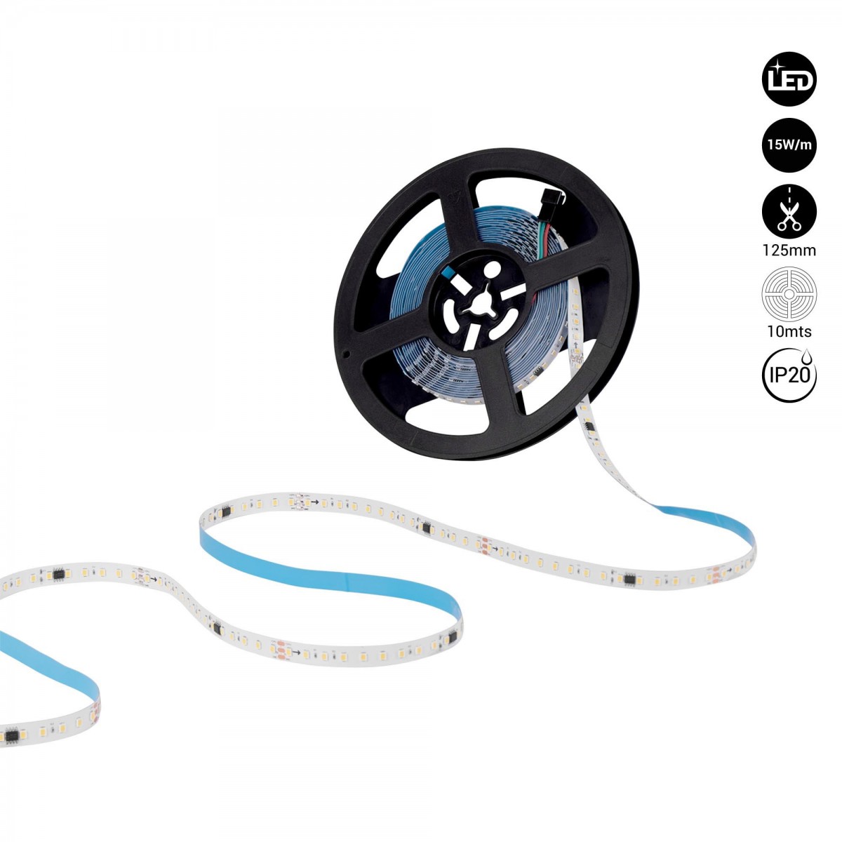 Striscia LED monocolore smart IC 24V DC - 15W/m - IP20 - 120LED/m - Larghezza 10mm - 10 metri