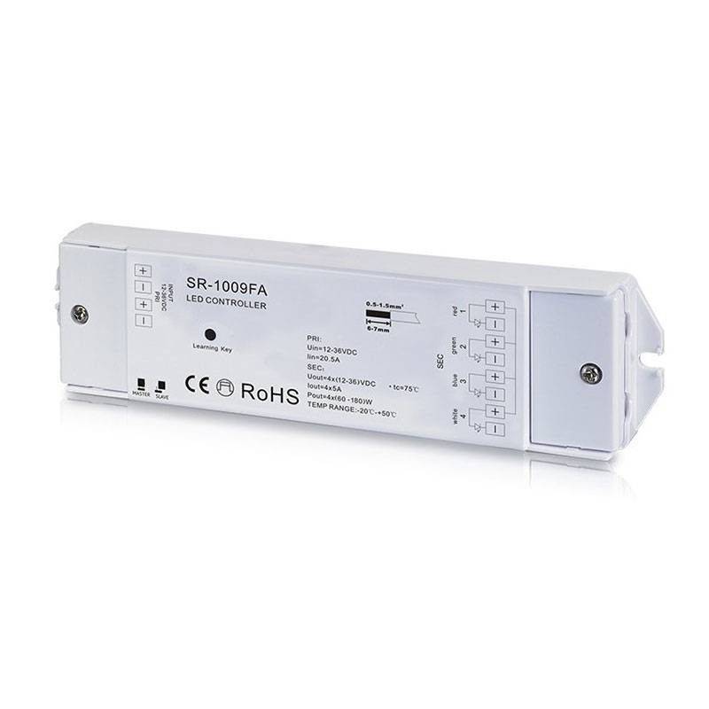 Controller PMW RGB / RGBW Dimmer - 12-36V DC (4 canali, 5A/canale) - RF receiver SUNRICHER - Perfect RF