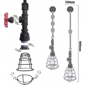 Candeeiro suspenso vintage "NUTTO" corda e tubagem