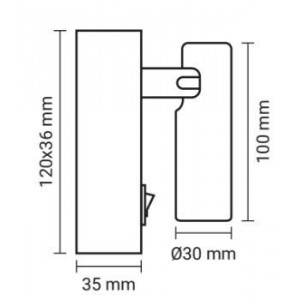 Candeeiro de parede para leitura LED orientável 2W IP20