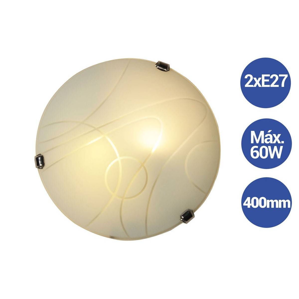 Aplique moderno de cristal Ø400mm VETRO "Luna Piena" 2xE27