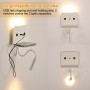 Aplique de parede LED para leitura "SLANGE" 3W orientável e base de carga USB