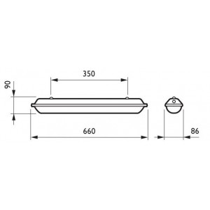 Armadura estanque para 2 tubos LED IP65 60cm conexão de 1 lado