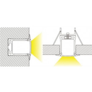 Perfil de alumínio encastrável para parede e teto 36x28mm (2m)