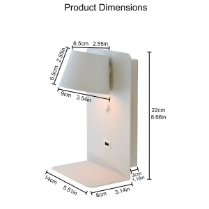 Aplique de parede LED orientável com interruptor e USB de carga "BASKOP" 6W