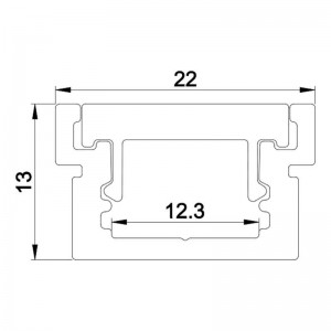 Perfil para fita de LED para encastrar no piso 22x13mm (2m)