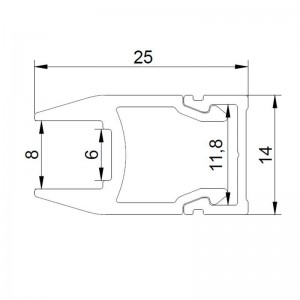 Perfil para fita LED para vidro e estante 25x14mm (2m)