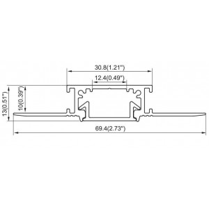 Difusor fosco para perfil de integração de gesso / Pladur (2m)