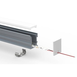 Perfil encastrável em pisos 21x26mm, IP44, resistente ao pisar