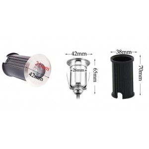 Foco LED encastrável no piso 1,5W 12V-DC branco quente 3000K IP67