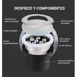 Foco de piso LED encastrável 18W 12V 3000K IP67