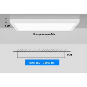 Plafon Painel LED de superfície 60x30cm 24W 2150 Lumens