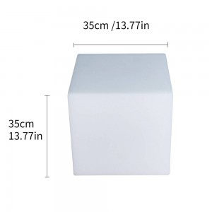 Cubo LED de resina 1,2W RGBW, 35X35cm, IP65, recarregável