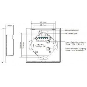 Interruptor de toque CCT 12-24V-DC (4 Zonas) DALI DUAL TOUCH COLOR