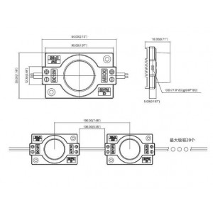 Cadeia de 20 módulos LED para letreiros de fachada SMD3535 3W 12V IP65