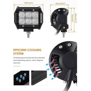 Foco LED para maquinaria, 4x4 off road e náutico 18W -1800lm - Ângulo fechado