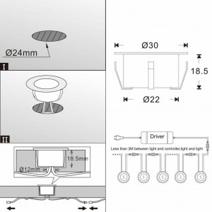 Baliza LED encastrável no piso IP67 12V-DC 0.6W