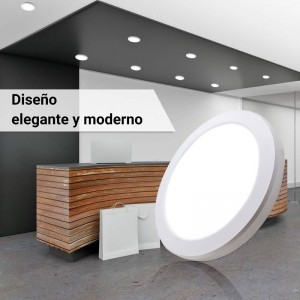 Plafón LED 18W diâmetro ajustável de superfície e encastrável