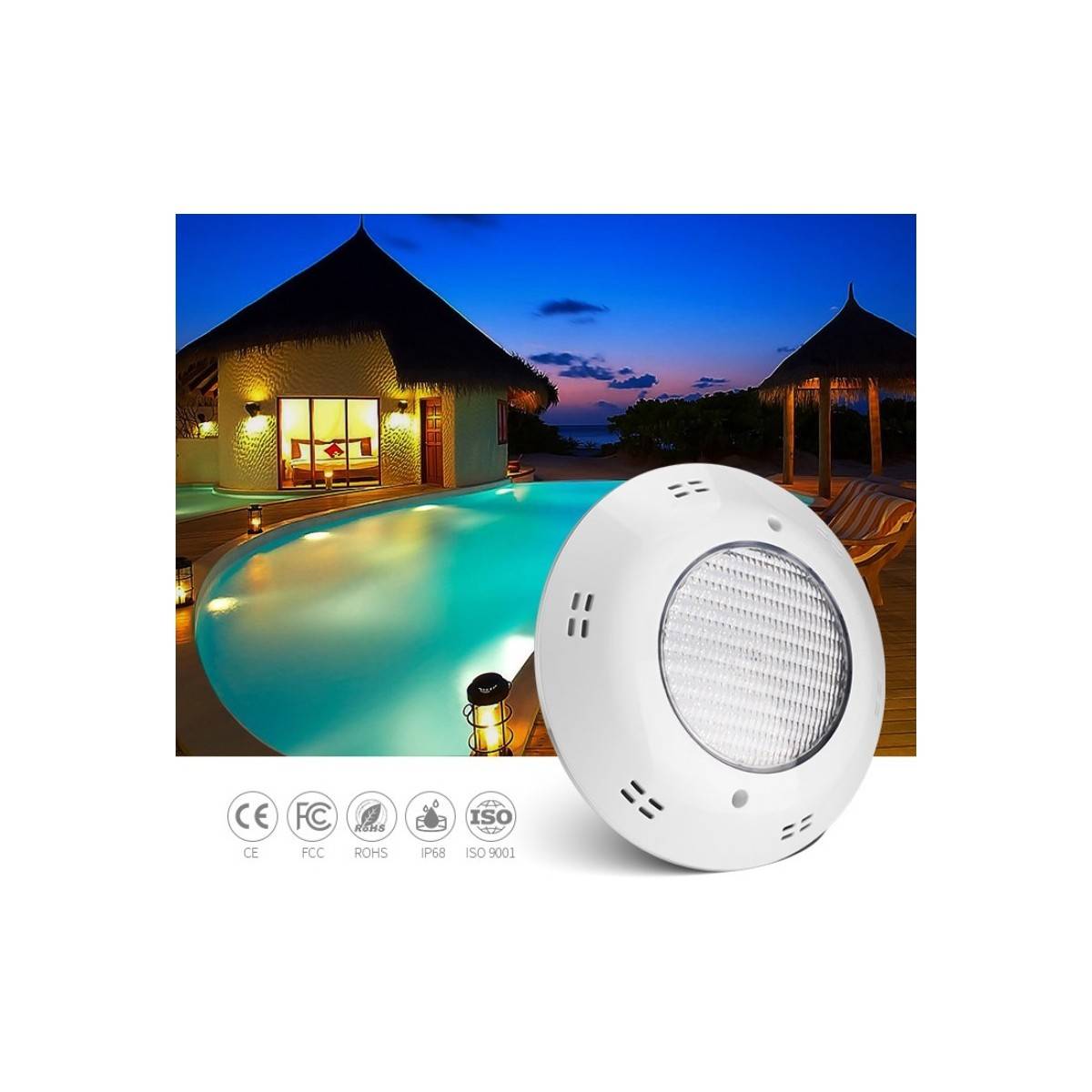 Foco LED de superfície para piscina - branco frio - 24W 12V-AC IP68