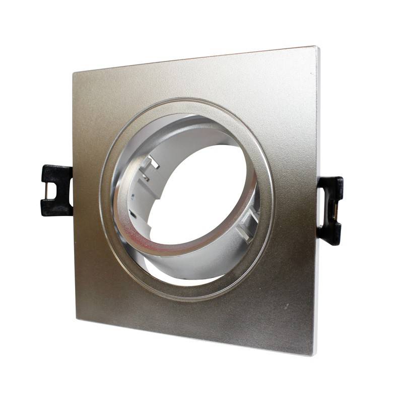 Aro downlight encastrável, quadrado e basculante GU10, MR16