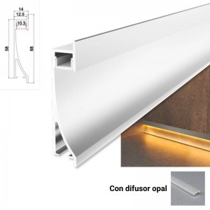 Perfil de alumínio para tomada de 14x68mm para wallwasher de encastrar