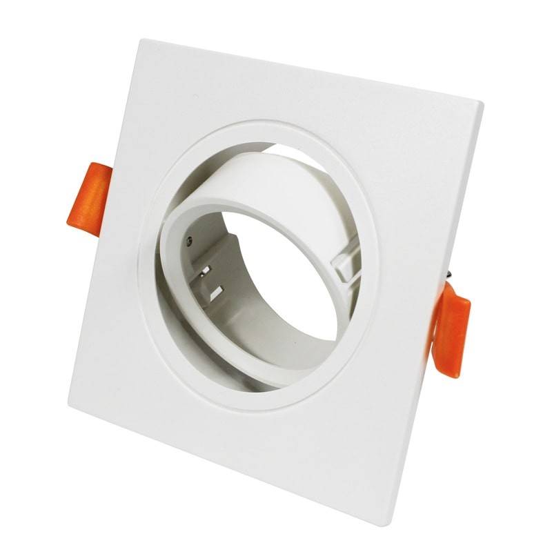 Aro downlight encastrável, quadrado e basculante GU10, MR16