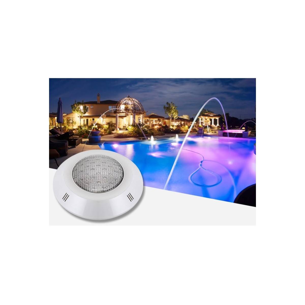 Refletor LED RGB de superfície para piscina 24W 12V-AC IP68