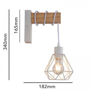 Aplique de parede de madeira jaula metal "RODEN"