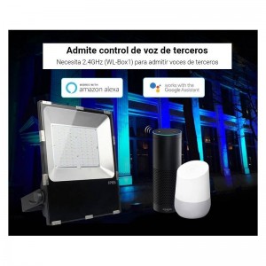 Foco projetor LED RGB+CCT 50W 4200lm - controlo por RF e WiFi - IP65