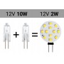 Lâmpada LED G4 Bi-Pin 2W plana 12V-DC/AC