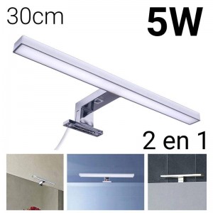 Luminária LED de espelhos 30cm 5W | Montagem em espelho e armário