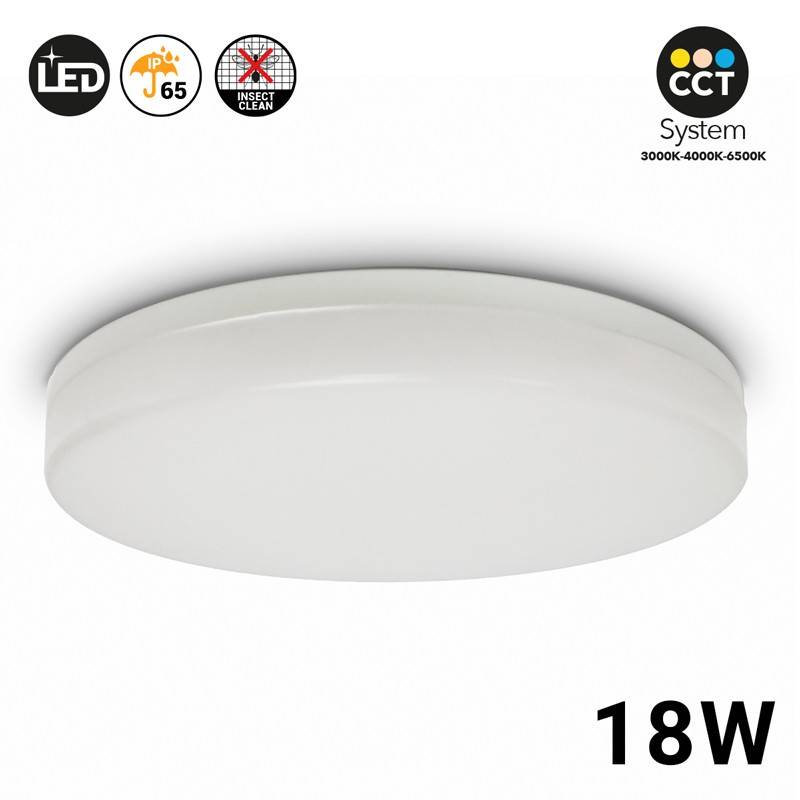 Plafon LED CCT de superfície circular de 2040LM - 18W- IP65