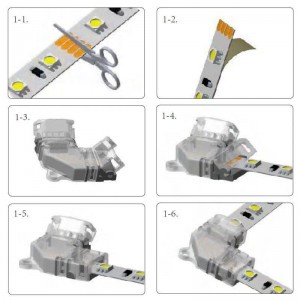 Conector "L" fita a fita monocromática de 10mm para esquinas