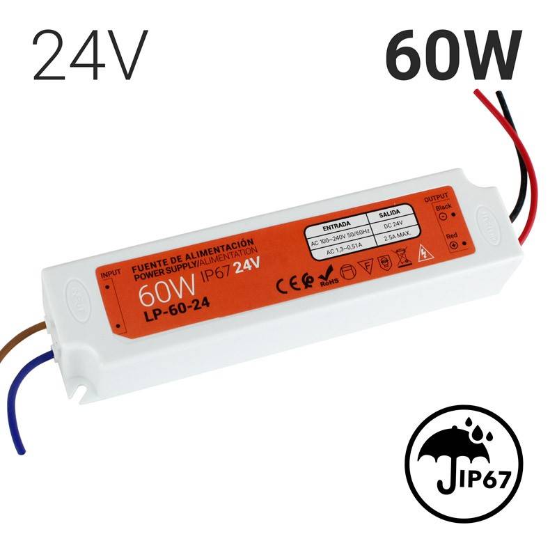 Fonte de alimentação compacta estanque 24V 60W IP67