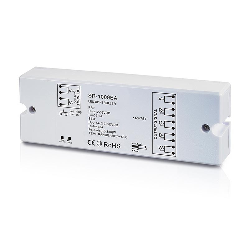 Controlador RGB / RGBW Dimmer PMW - 12-36V DC (4 canais 8A/canal) - Receptor RF SUNRICHER - Perfect RF