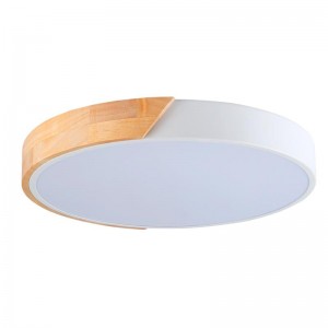 Candeeiro de teto LED CCT circular de madeira 35W ø408x50mm