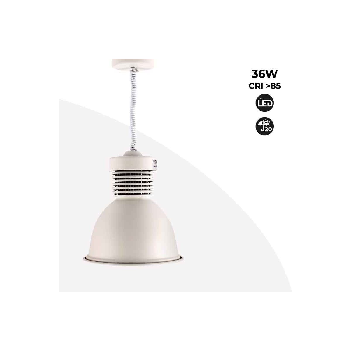 Candeeiro branco pendente LED em forma de sino 36W